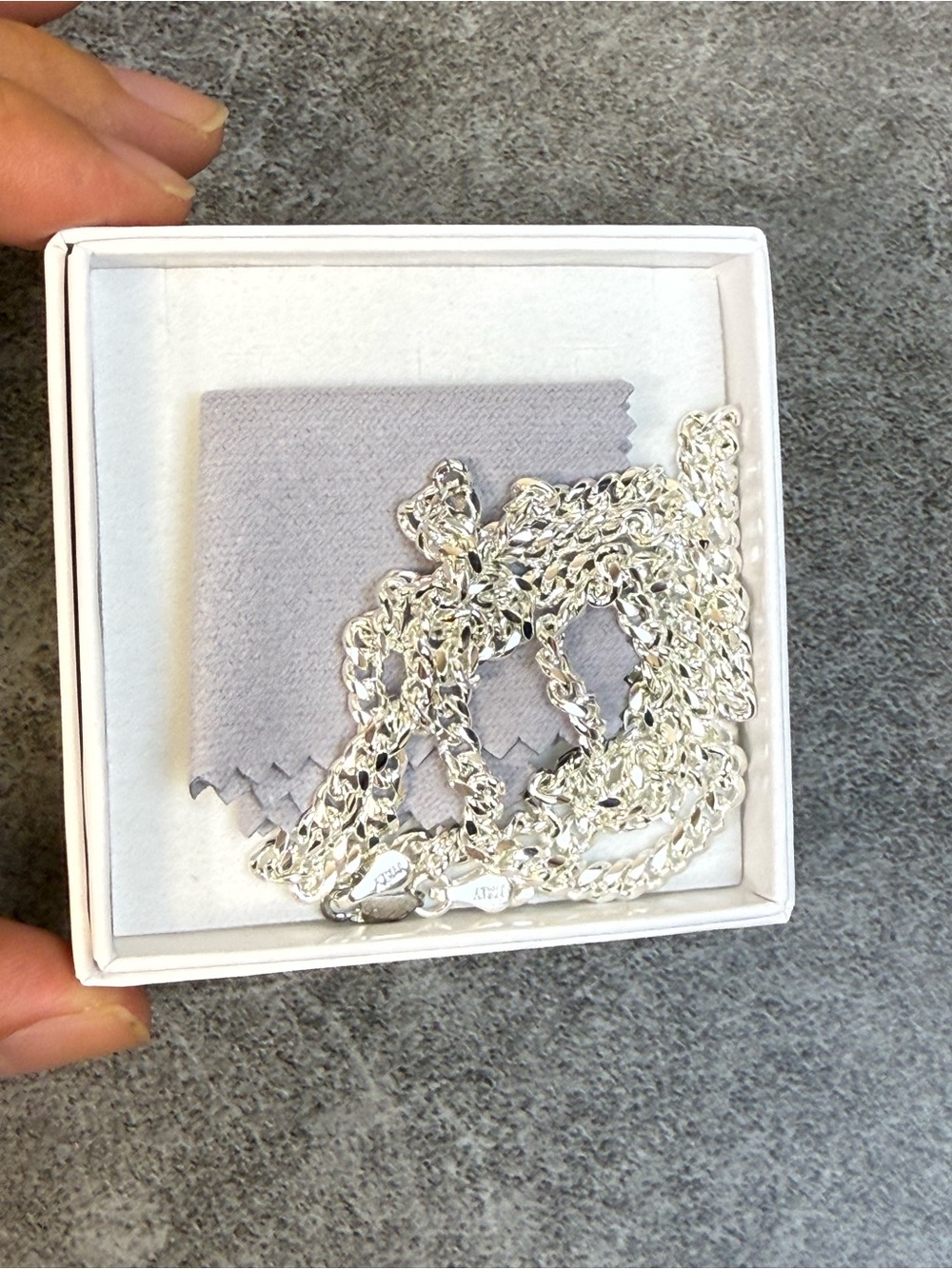 Silver Cuban Link Chain Necklace - Picture 5 of 5